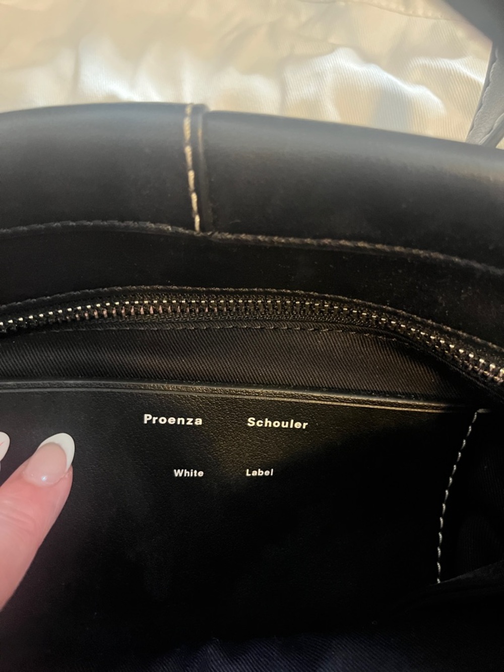 Proenza Schouler Black Leather Bucket Shoulder Bag with Contrast Stitching - Picture 12 of 14